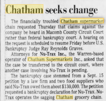 Chatham Supermarket - 1987 Bankruptcy Case (newer photo)